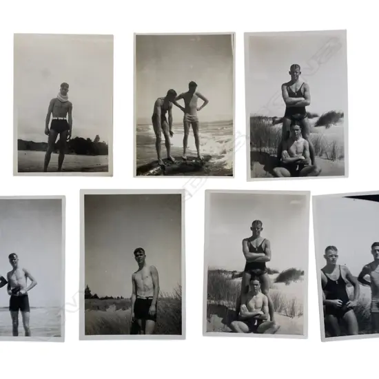 Unidentified photographer - Beach photographs of Leo Bensemann and friends,